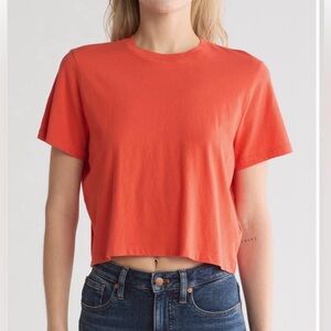 Madewell Bright Orange Cropped Tee